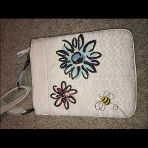 coach shoulder bag floral with a bee
